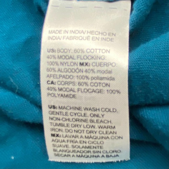 Chico’s Popover Top, Women's Size 3 (16) Bishop Sleeves, Blue w/Black Flocking - Picture 10 of 10